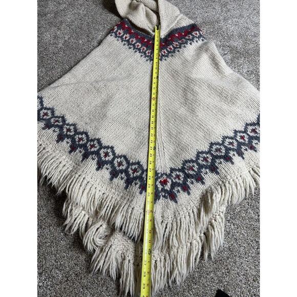 Vintage 90’s J. Crew Handknit 100% Wool Poncho Small / Medium Hong Kong - Picture 6 of 7